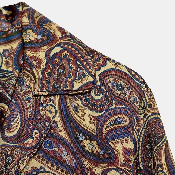 NWT Zara Woman PAISLEY PAJAMA SHIRT ZW COLLECTION Top Blouse Size M Medium - Picture 7 of 11